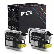 TCTK Druckerpatronen LC-1100 2er Set Schwarz kompatibel mit Brother DCP-145 C, für DCP-163 C, für DCP-165 C, für DCP-185 C, für DCP-195 C, für DCP-197 C, für DCP-365 CN, ersetzt LC1100BK