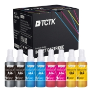 TCTK Druckerpatronen T6641 T6642 T6643 T6644 8er Set CMYK (je 2x) kompatibel mit Epson EcoTank ET-14000 ET-16500 ET-2500 ET-2550 ET-2600 ET-2650 ET-3600 ET-4500 ET-4550, ersetzt C13T66414A C13T664140