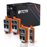 TCTK Druckerpatronen C-35BK C-36C 2er Set Schwarz Cyan kompatibel mit Canon PIXMA iP100 iP100B iP110, für PIXMA TR150 with battery