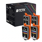 TCTK Druckerpatronen C-35BK C-36C 4er Set 2x Schwarz 2x Cyan kompatibel mit Canon PIXMA iP100 iP100B iP110, für PIXMA TR150 with battery