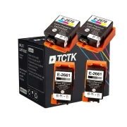 TCTK Druckerpatronen 266 267 4er Set 2x Schwarz 2x Multi-Color kompatibel mit Epson WorkForce WF-100 W, für WorkForce WF-110 W, ersetzt C13T26614010