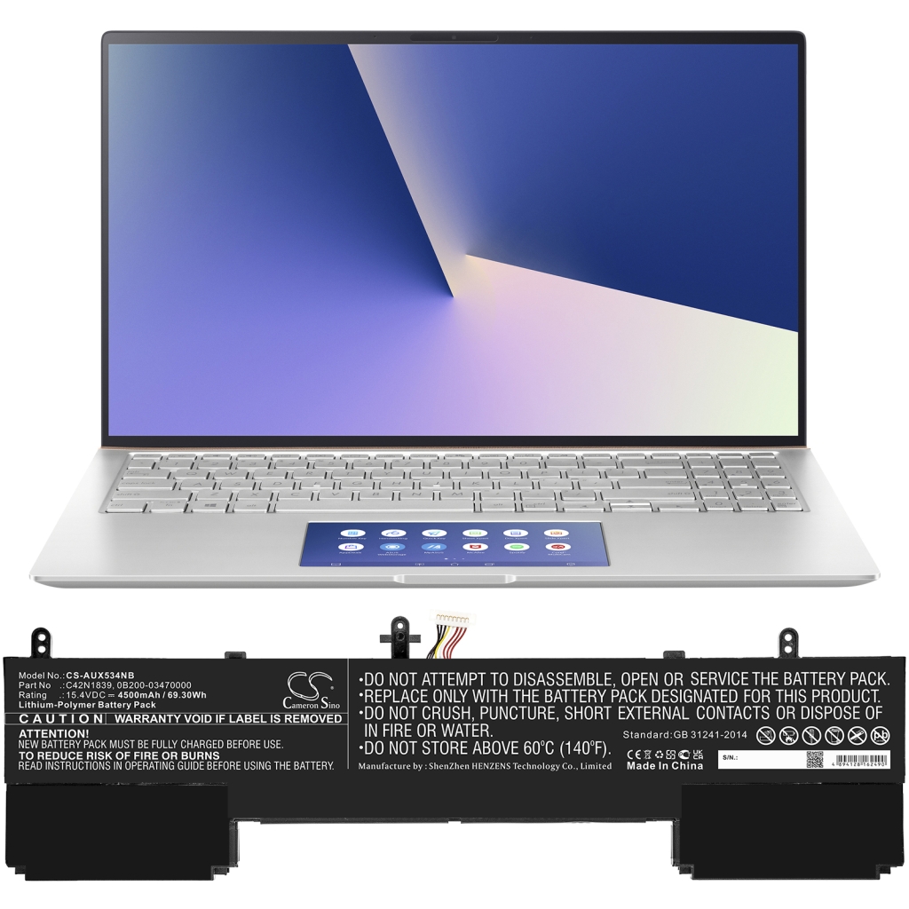 Compatible battery replacement for Asus 0B200-03470000,C42N1839
