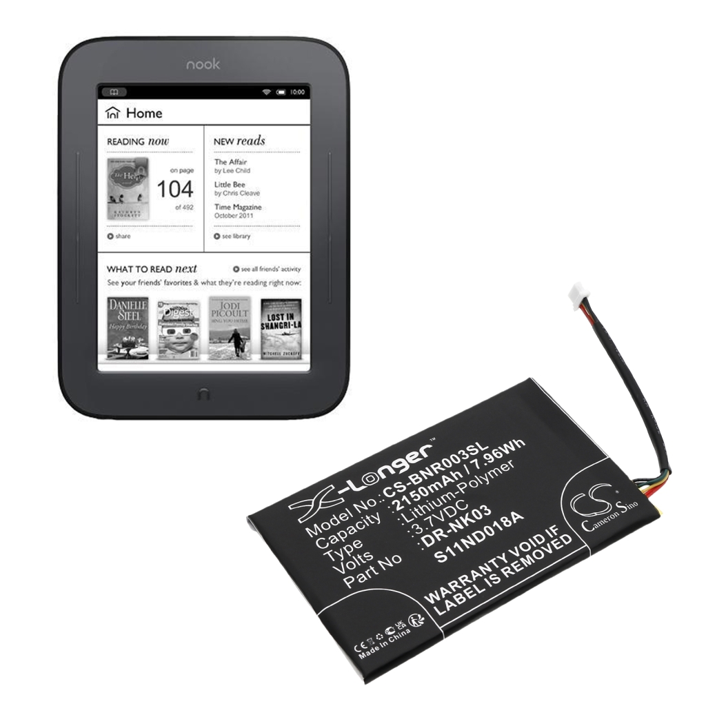 Ebook, eReader Batterie Barnes & noble CS-BNR003SL