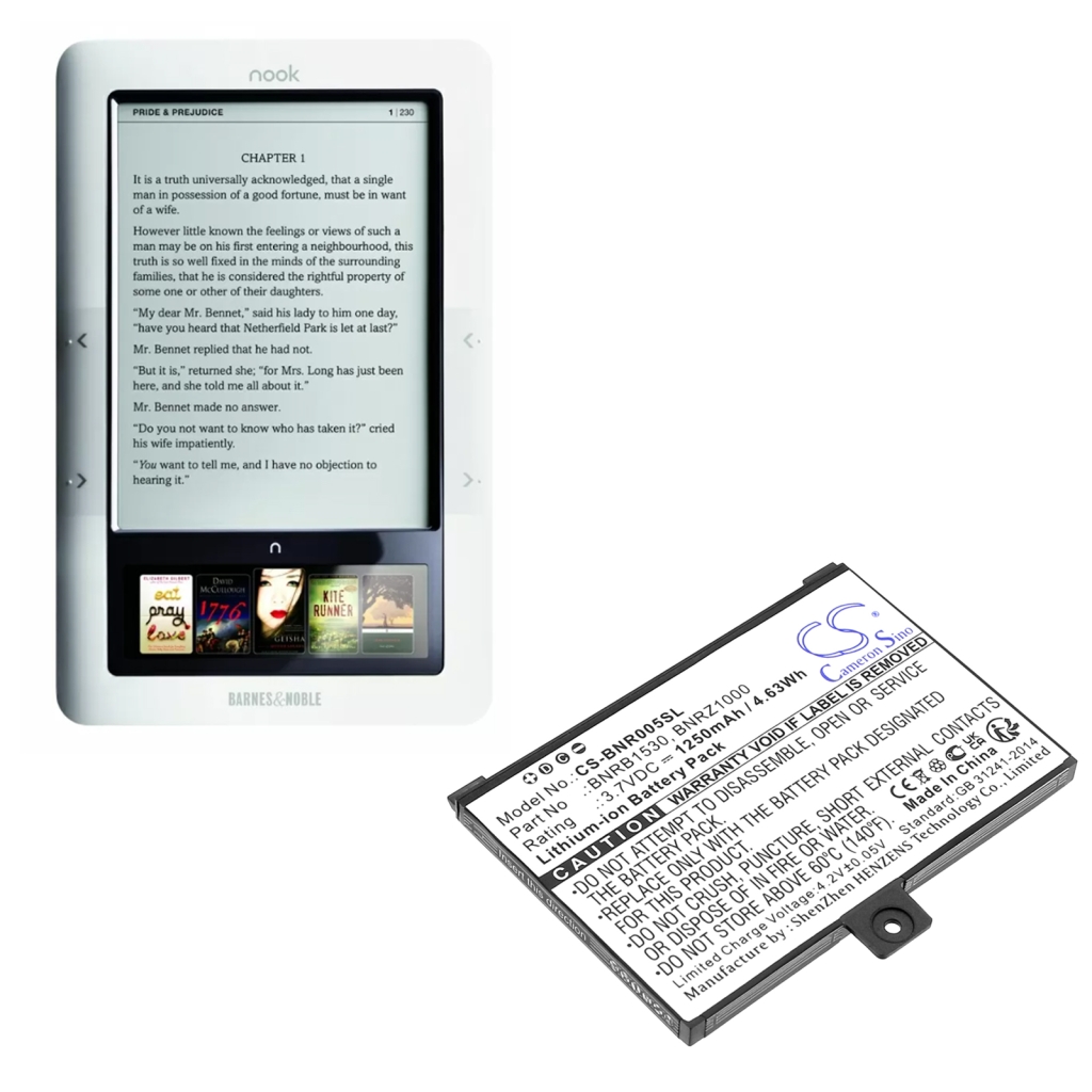 Ebook, eReader Batterie Barnes & noble CS-BNR005SL