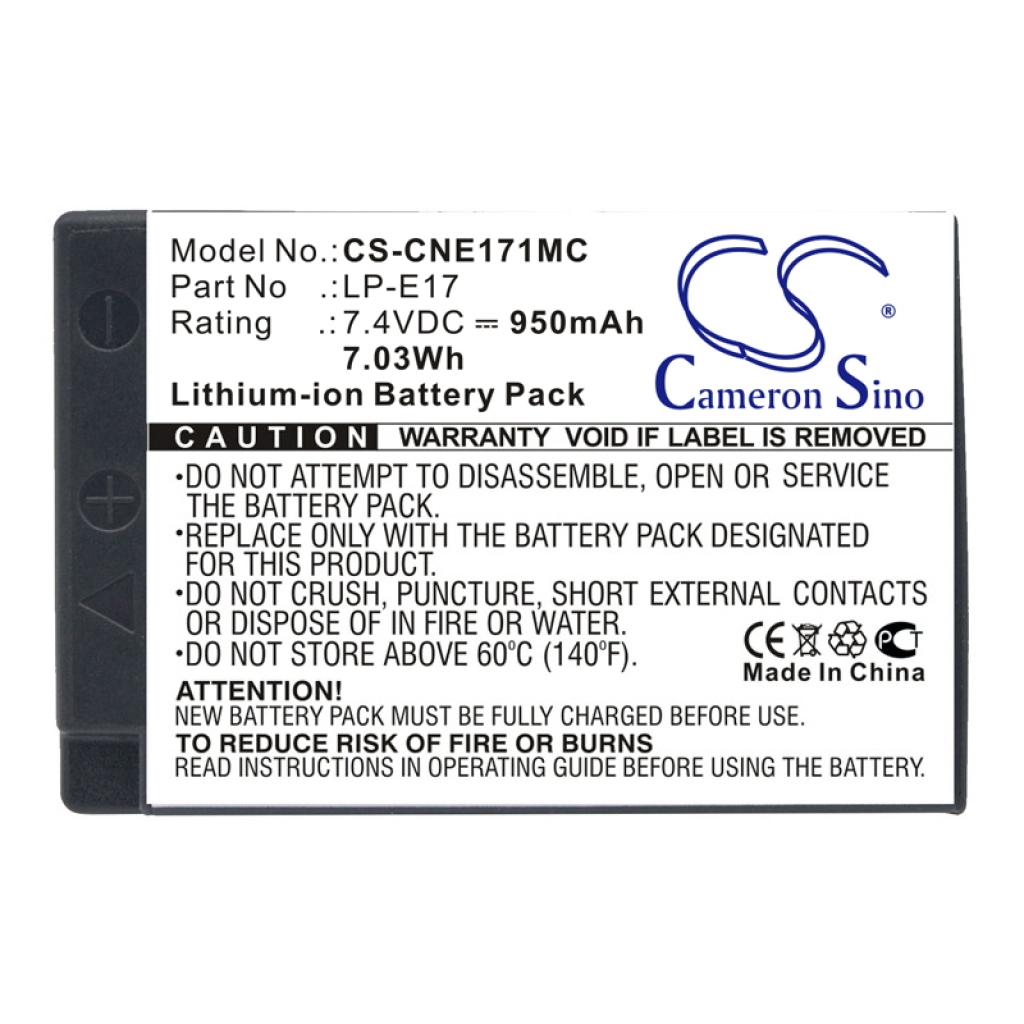 Frontetikettansicht des CS-CNE171MC – LP-E17, 7,4V 950mAh 7,03Wh