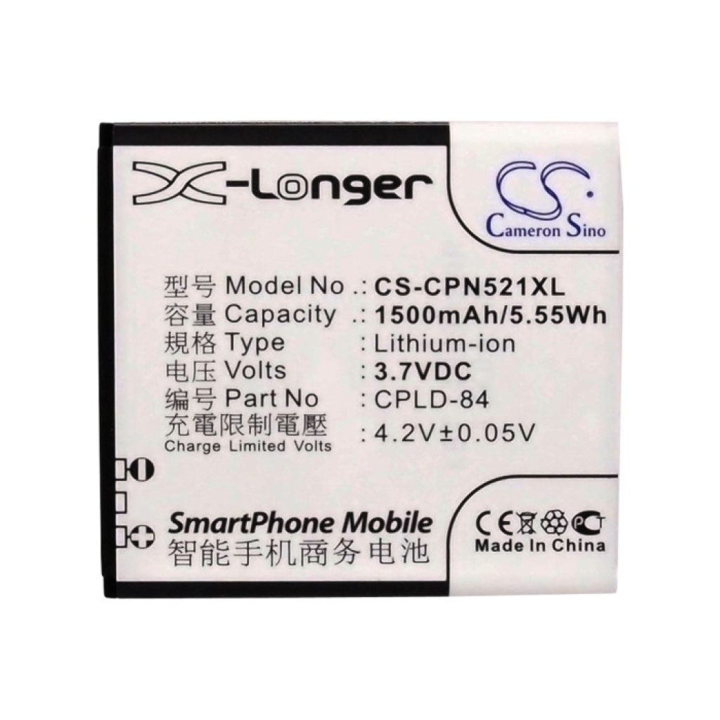 CS-CPN521XL Frontetikett 1500mAh 3,7VDC CPLD-84 X-Longer Li-ion Cameron Sino