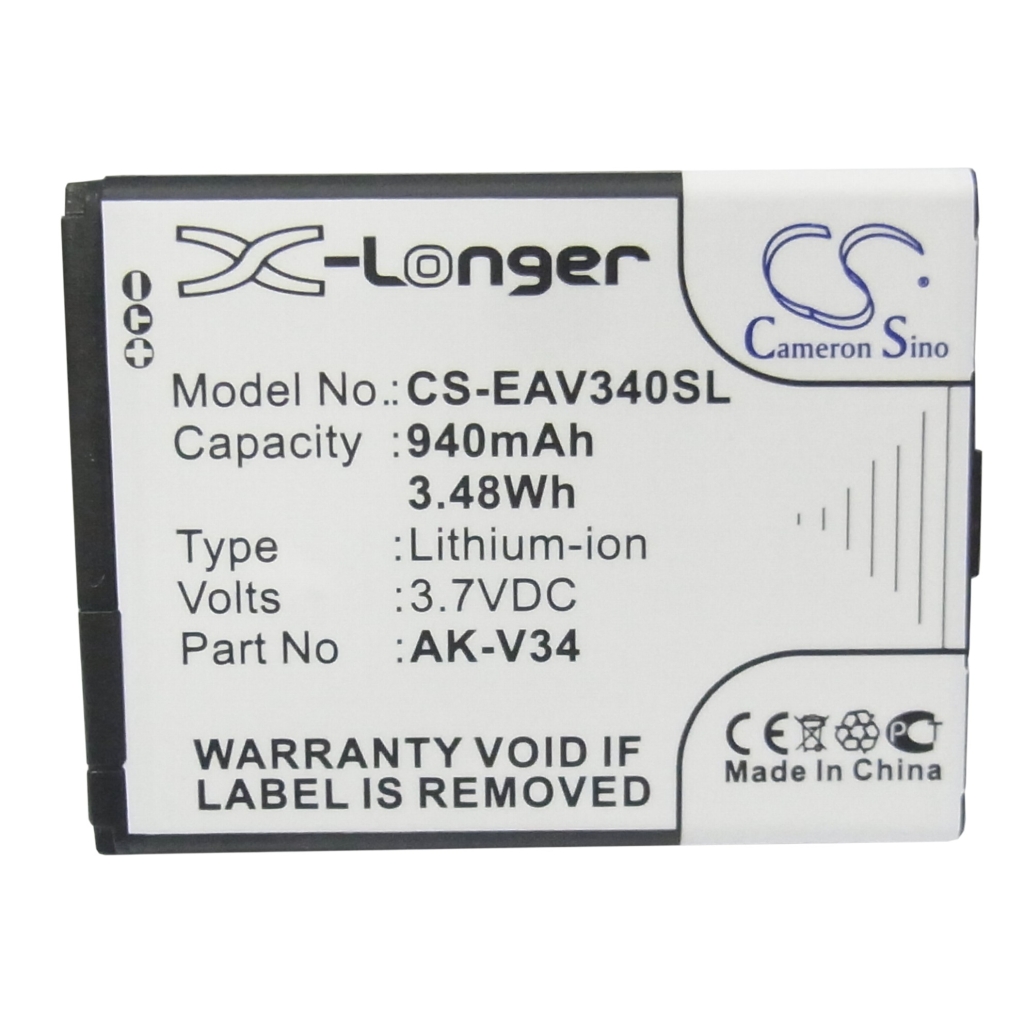 Cameron Sino X-Longer CS-EAV340SL Frontetikettansicht: 940mAh 3,7V Li-ion, X-Longer und Cameron Sino