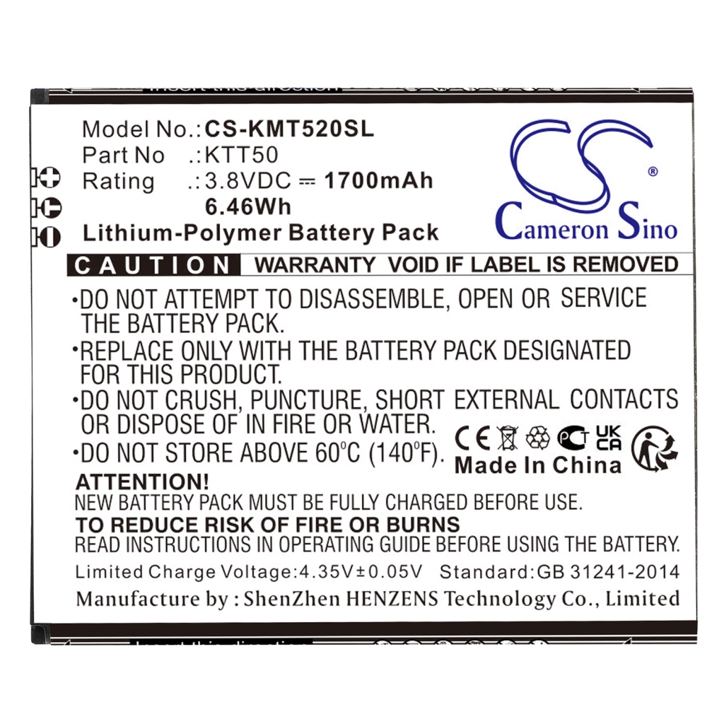 Batterie de téléphone portable Kazam CS-KMT520SL