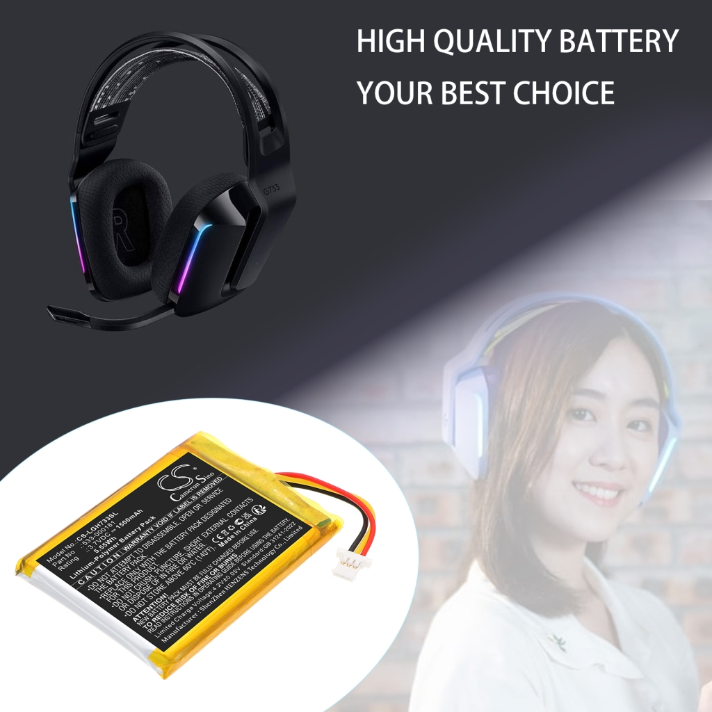 Batterie de casque d'écoute sans fil Logitech CS-LGH733SL