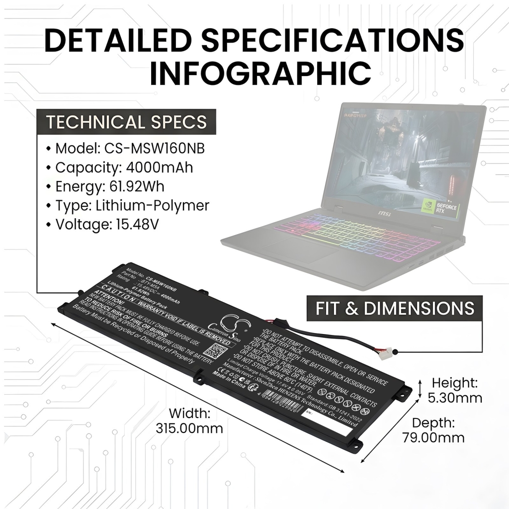 Akku kompatibel mit MSI CS-MSW160NB
