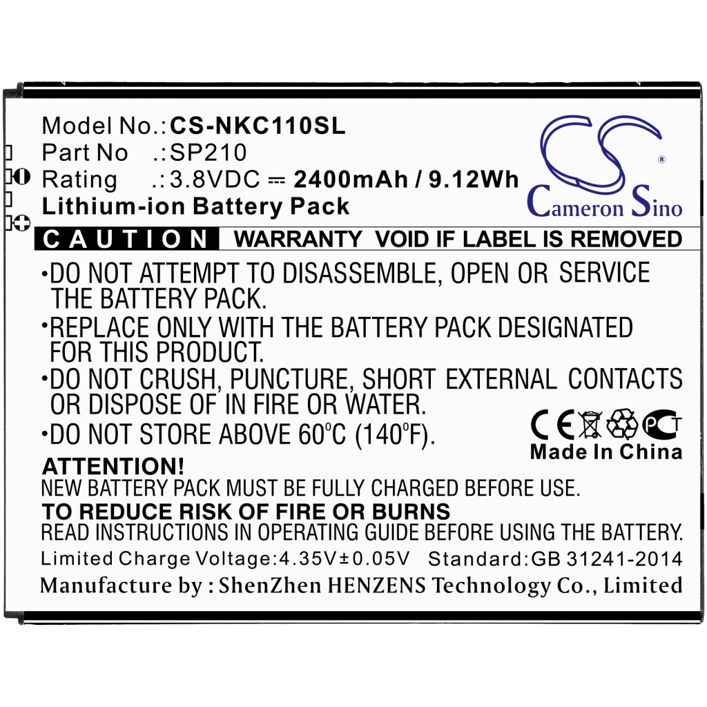 Compatible battery replacement for Nokia SP210
