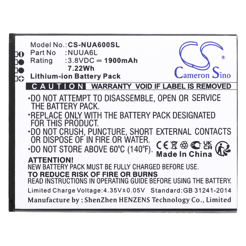 Batterie de téléphone portable Nuu CS-NUA600SL