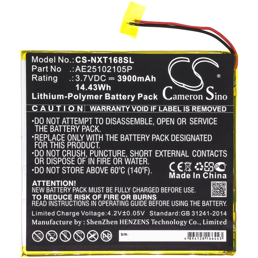 Remplacement de batterie compatible pour Nextbook AE25102105P