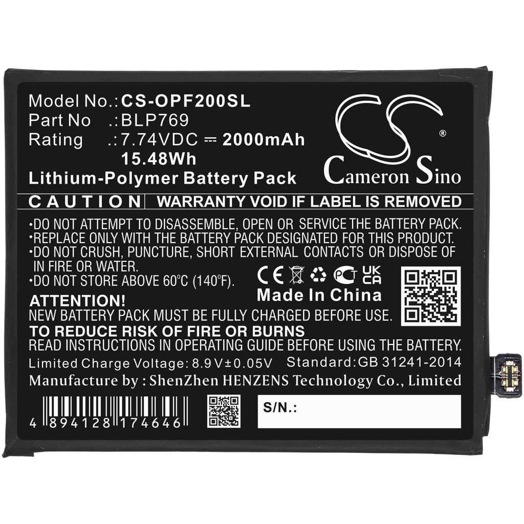 Batterie de téléphone portable OPPO CS-OPF200SL