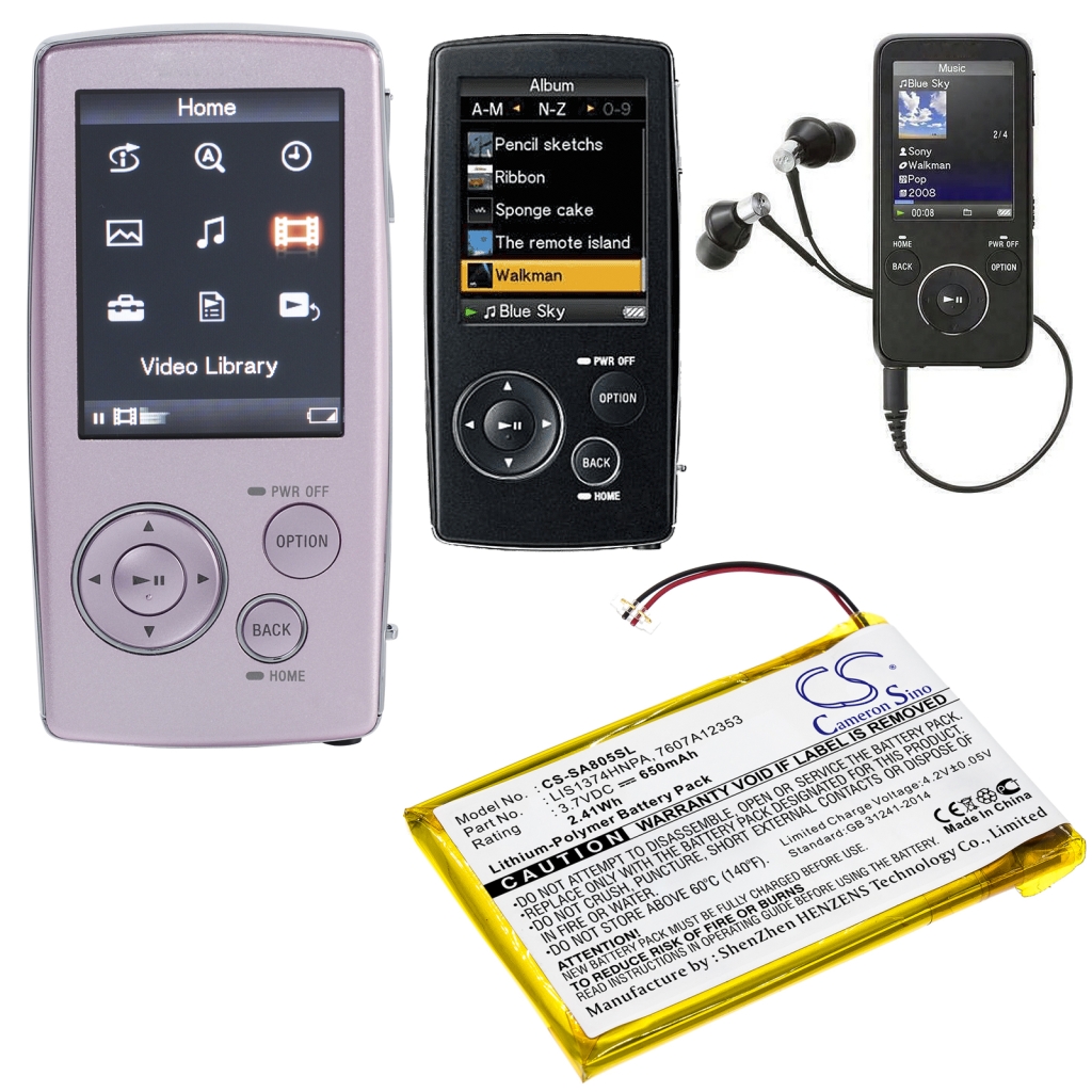 MP3, MP4, MP4, PMP Batterie Sony CS-SA805SL