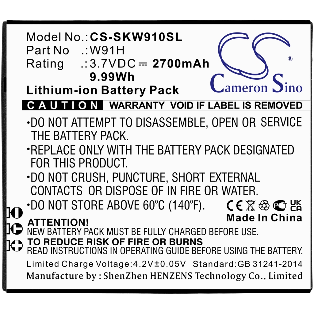 Remplacement de batterie compatible pour Skyroam W91H