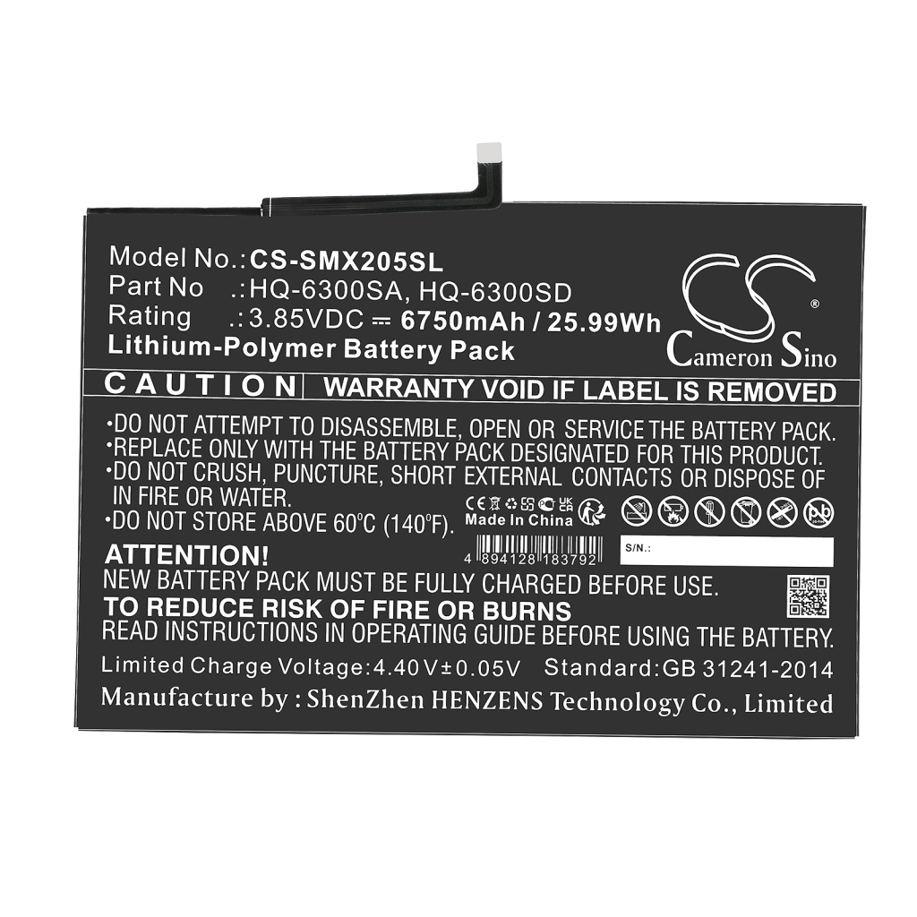 Tablette Batterie Samsung CS-SMX205SL