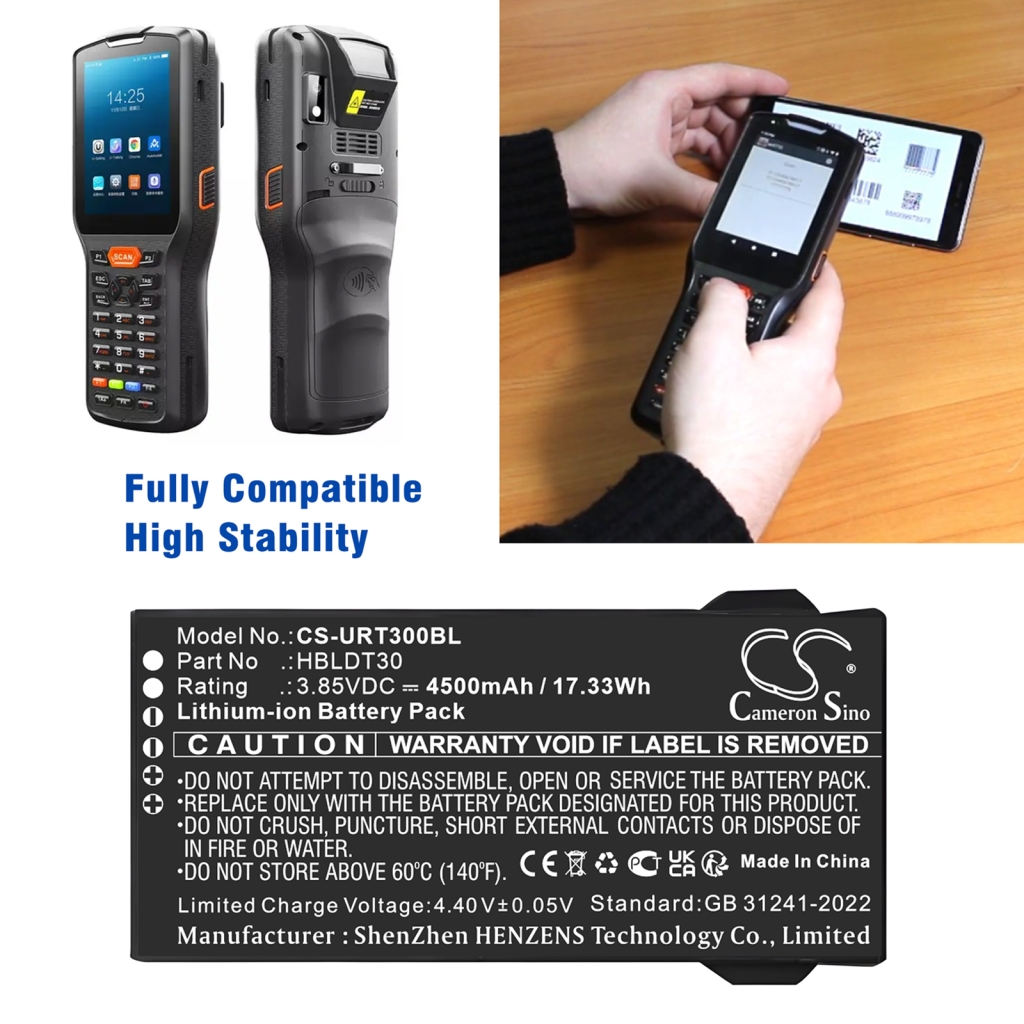 Barcode, Scanner Akkus Urovo CS-URT300BL