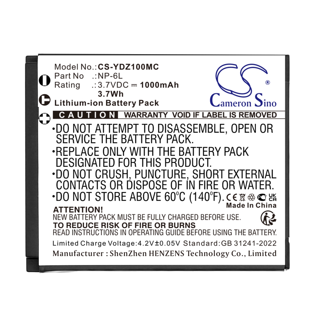 Batterie de l'appareil photo Yashica CS-YDZ100MC