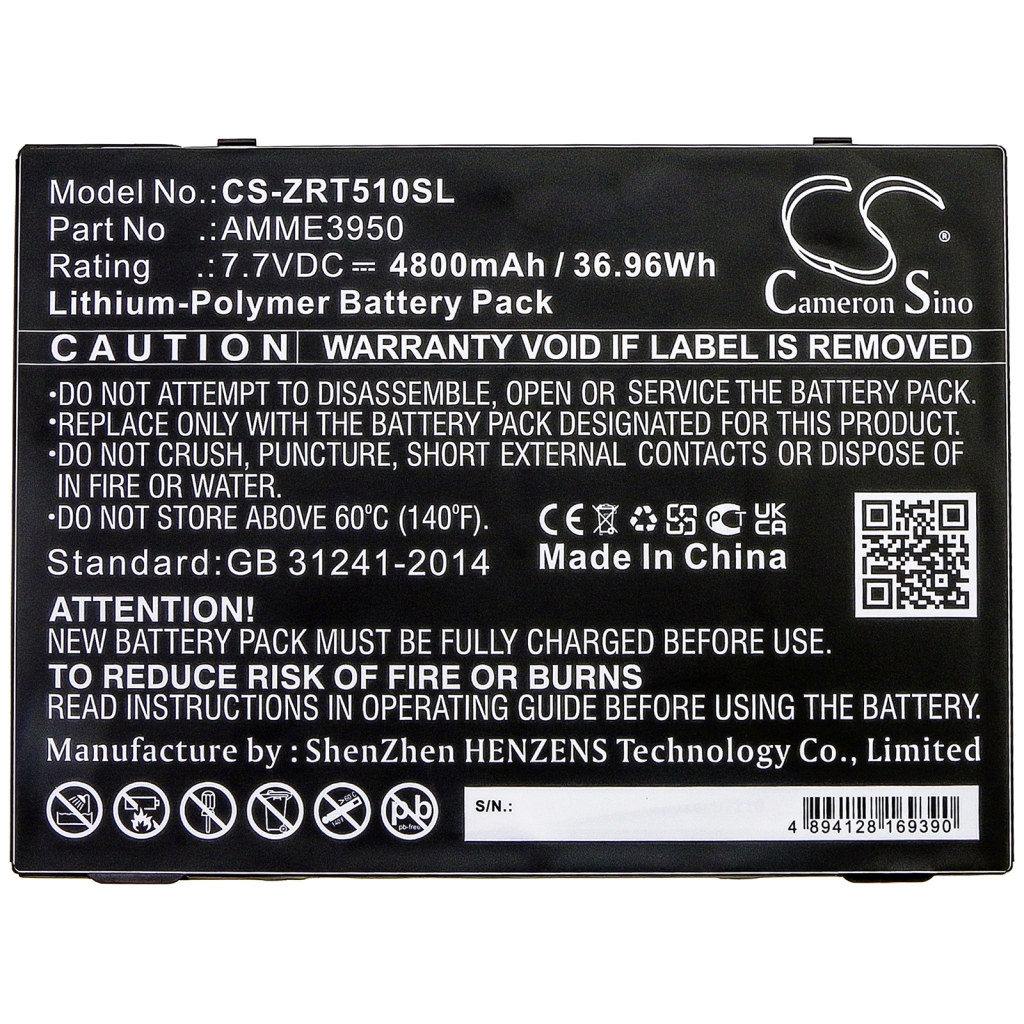 Remplacement de batterie compatible pour Zebra AMME3950